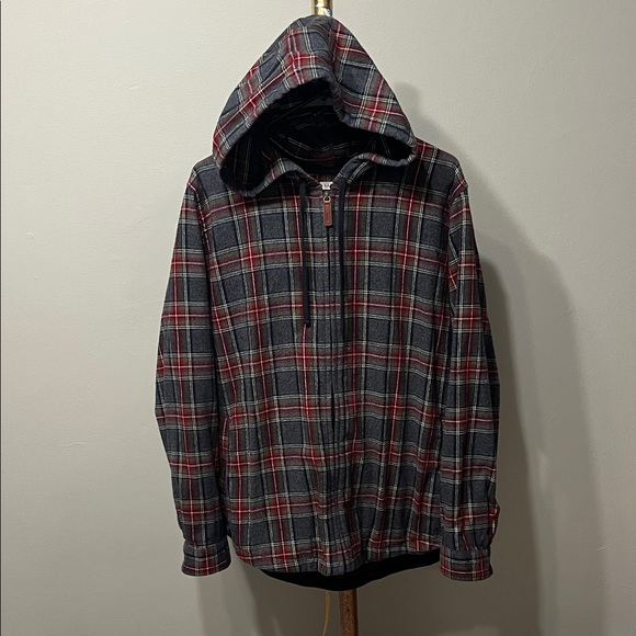LL Bean Women's Scotch Plaid Flannel Shirt, Relaxed Zip Hoodie - Picture 1 of 5